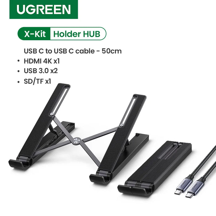 【X-Kit Holder HUB】 UGREEN USB HUB Docking Station USB C 4K HDMI TF SD 2 USB 3.0 Ports Laptop Stand for Macbook Dell USB HUB 