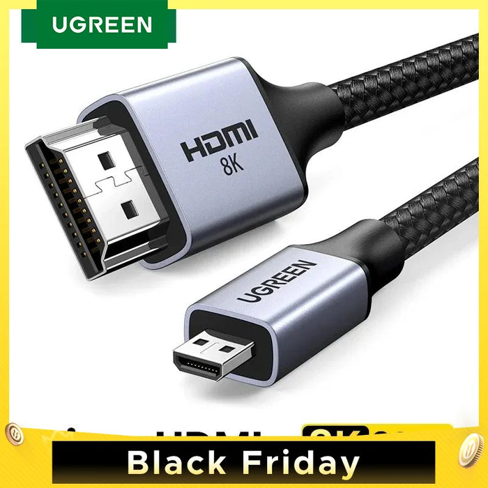 UGREEN Micro HDMI-Compatible to HD 8K/60Hz 4K/160Hz for GoPro Hero Raspberry Pi 4 Sony A6000 Nikon Zfc Action Micro HD 2.1 8K