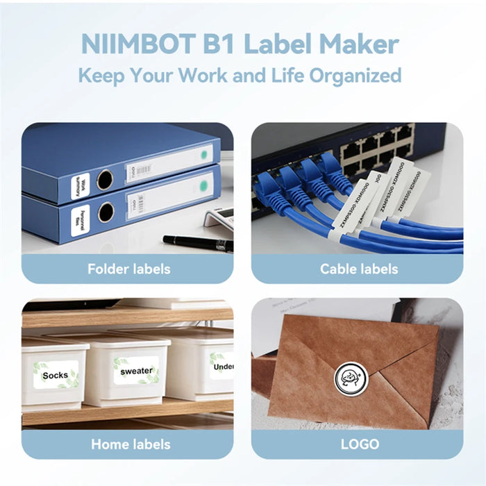 Niimbot B1 Thermal Printer Self-adhesive Stickers Printer Bluetooth Portable Pocket Label Maker Name Sticker Labeling Machine