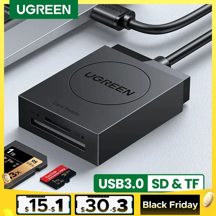 UGREEN Card Reader 2-in-1 USB3.0 USB-C OTG to SD Micro SD TF Card for Laptop PC Windows Linux Cardreader Memory Card Adapter