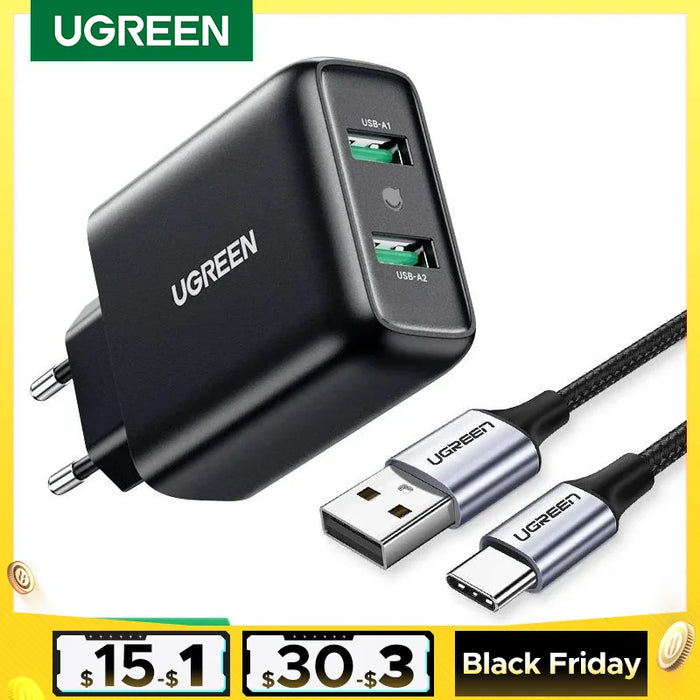 Ugreen USB Charger Quick Charge 3.0 36W Fast Charger Adapter QC3.0 Mobile Phone Chargers for iPhone Samsung Xiaomi Redmi Charger