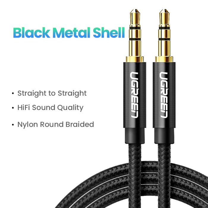 UGREEN Aux Cable Speaker Cable 3.5mm Audio Cable for Car Headphone Audio 3.5mm Jack Speaker for Samsung Xiaomi Cable Aux 3.5mm Black Straight CN