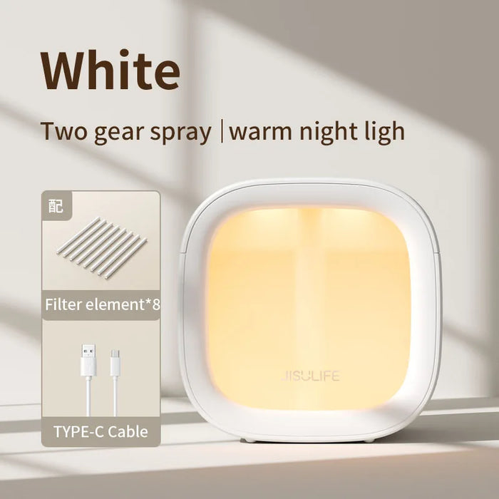 JISULIFE Portable Mini Humidifier Rechargeable Night Light Aromatherapy diffuser Mist Small Car Humidifier Quiet Desk Humidifier Cotton core suit
