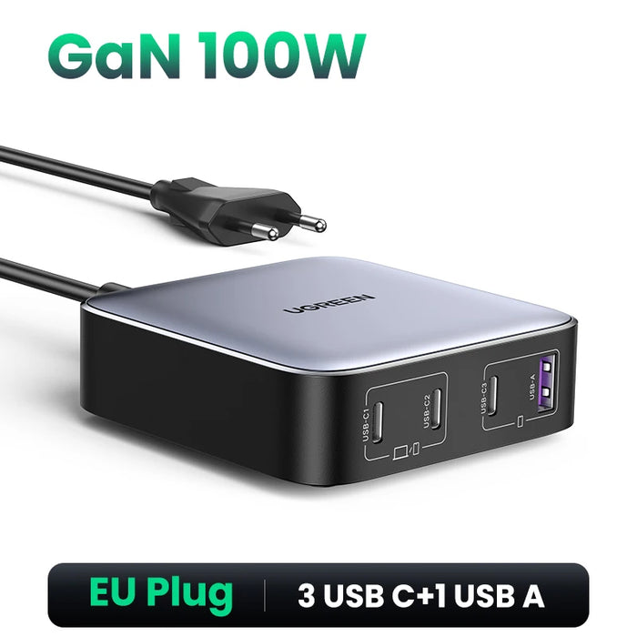 UGREEN 100W 65W GaN Charger Desktop Laptop Fast Charger 4 in 1 Adapter For iPhone 16 15 14 Pro Max Phone Charger Xiaomi Samsung