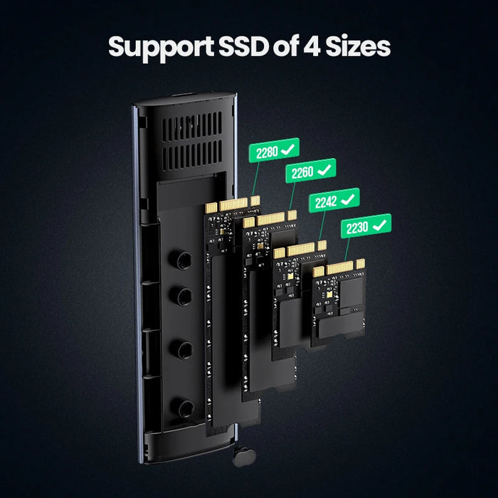 UGREEN M.2 NVMe SSD Enclosure NVMe SATA ទៅ USB 3.1 Gen2 10 Gbps NVMe PCI-E Dual ProtocolM.2 SSD Case Support UASP សម្រាប់ Hard Disk