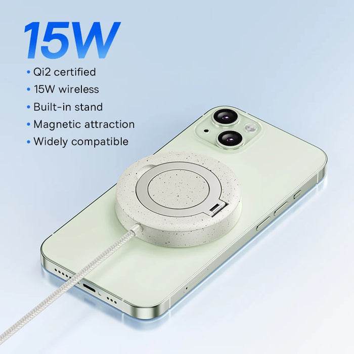 Baseus 15W Magnetic Wireless Charger Qi2 Certified Fast Charging Built-in Stand Phone Charger For iPhone 16 15 14 13 Pro Max