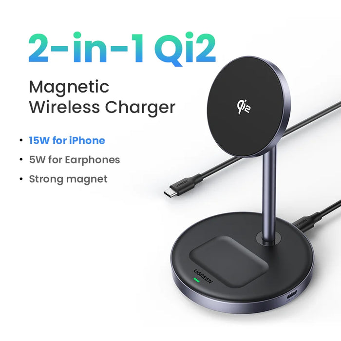 UGREEN Qi2 25W Magnetic Wireless Charger Stand Charging Stand for iPhone 16 15 Pro Max/AirPods 4 Fast Charger for MagSafe 