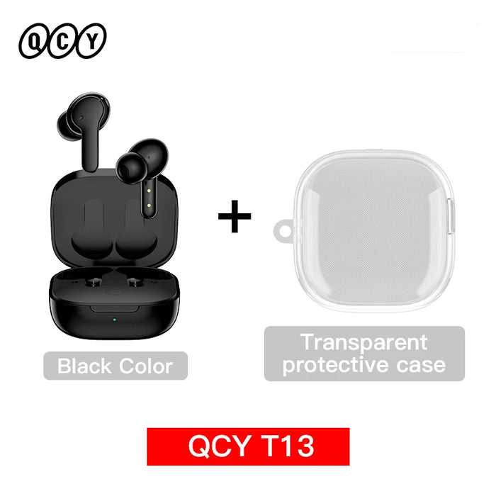 QCY T13 Wireless Headphones 7.2mm Drivers TWS Bluetooth 5.1 Earphones 40H Long Playtime Fast Charge 4 Mic ENC HD Call Earbuds