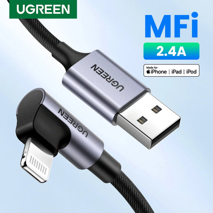 ខ្សែ USB UGREEN MFi សម្រាប់ iPhone 14 13 12 Pro Max 2.4A Lightning Fast Charging Data Cable for iPhone for iPad