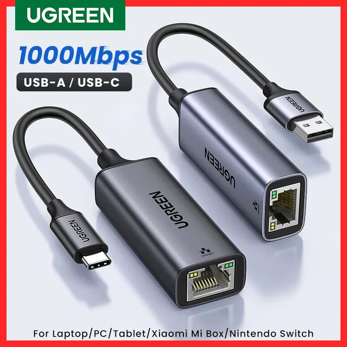 UGREEN USB Ethernet Adapter USB 3.0 Network Card to USB RJ45 Lan សម្រាប់ PC Windows 10 Xiaomi Mi Box 3/S Nintend Switch Ethernet USB