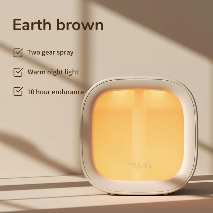 JISULIFE Portable Mini Humidifier Rechargeable Night Light Aromatherapy diffuser Mist Small Car Humidifier Quiet Desk Humidifier brown Humidifier