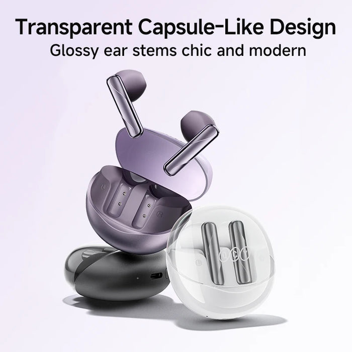 QCY AilyBuds Clear Wireless Earphones Bluetooth 5.3 TWS Earbuds Semi in-Ear Gaming Headset 4 Mics ENC Touch Control Headphones