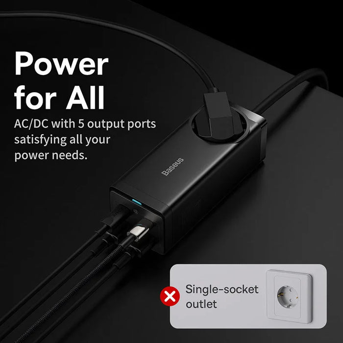 Baseus 100W GaN3 Pro Desktop Charger Power Strip Charging Station Fast Charger For iPhone 16 15 14 Pro Max Xiaomi Samsung Laptop