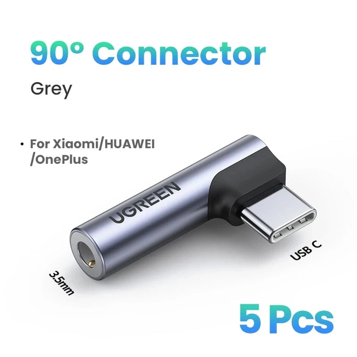 UGREEN USB Type C to 3.5mm Earphone USB C Cable USB C to 3.5 Headphone Adapter Audio Cable For Xiaomi Mi10 HUAWEI P30 Oneplus 9 5pcs Connector 10-12cm CHINA