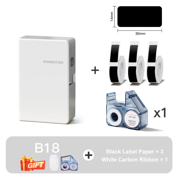 NIIMBOT B18 Mini Portable Label Printer Thermal Transfer Pocket Label Maker With Long Life Ribbon And PET Stickers Gift