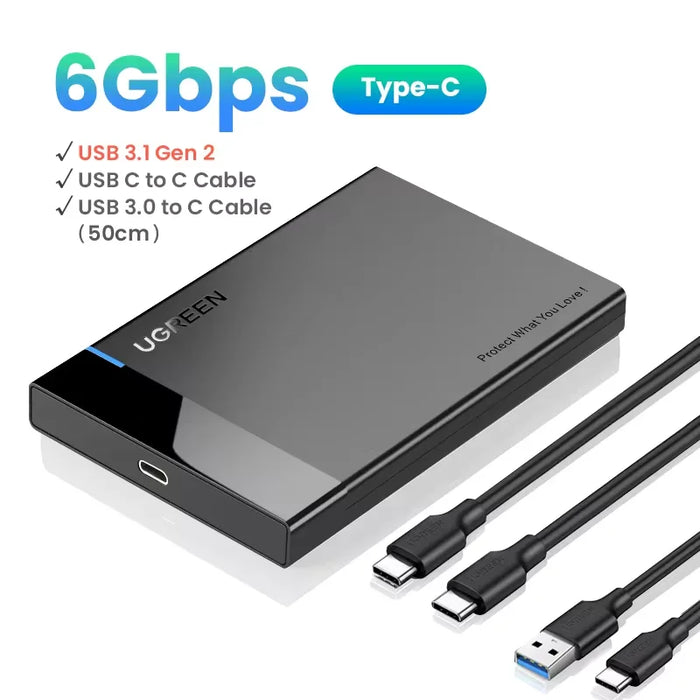 UGREEN HDD Case 2.5'' SATA to USB 3.0 Hard Drive Enclosure for SSD Disk HDD Box USB C 3.1 Gen 2 Case HD External HDD Enclosure