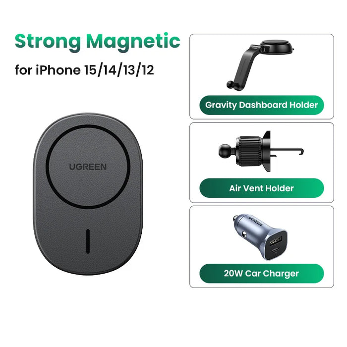 UGREEN Magnetic Car Wireless Charger Phone Holder Stand For iPhone 15 14 13 12 Pro Max Charging for Magsafe Car Charger 7.5W