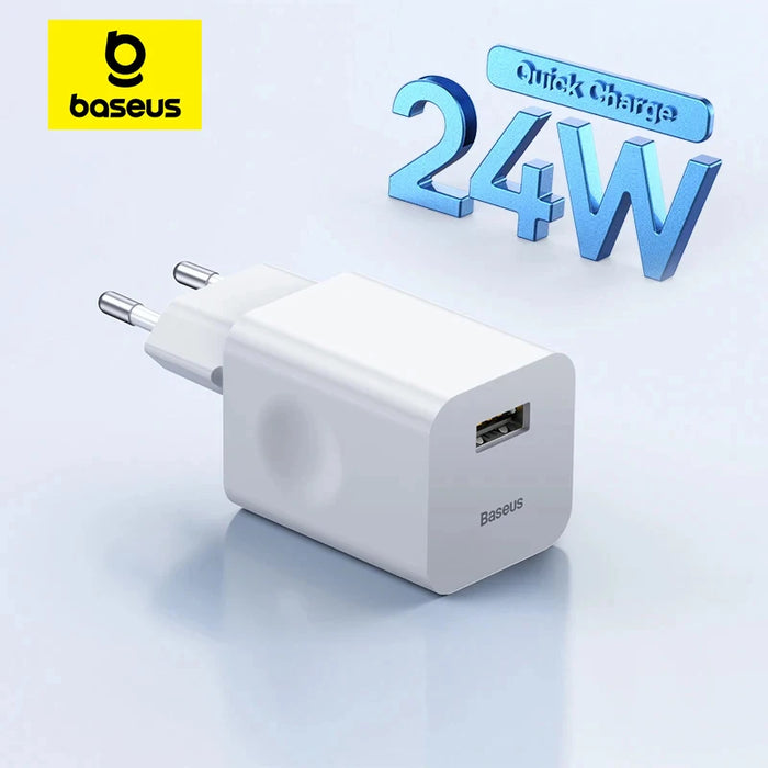 Baseus 24W USB Charger Fast Charger for iPhone 15 Quick Charge 3.0 Phone Charger for Samsung Huawei Xiaomi Mobile Phone Charger