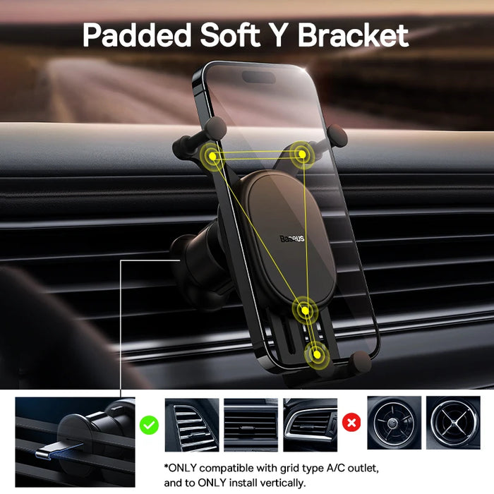 Baseus Car Phone Holder Gravity in Car Air Vent Silicone Stand For iPhone Xiaomi Samsung Auto Restorable Car Mobile Support