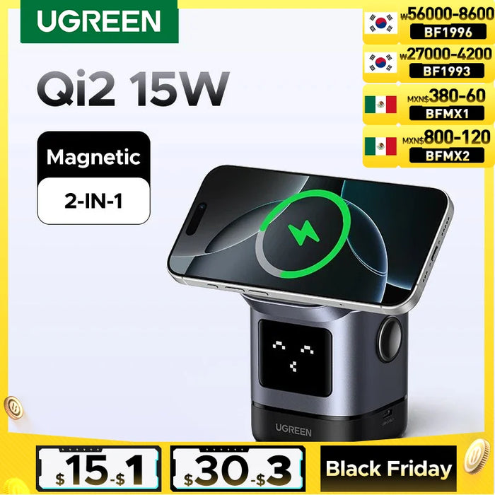 UGREEN Uno Qi2 25W Magnetic Wireless Charger Charging Stand For iPhone 16 Pro Max/AirPods 4 For MagSafe Fast Charger