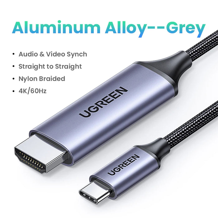 UGREEN USB C ទៅ 4K 8K HDMI-ខ្សែដែលត្រូវគ្នានឹង HDMI 8K/60Hz 4K/120Hz សម្រាប់ MacBook Pro iMac iPad Pro សម្រាប់ Samsung Galaxy USB C ទៅ HDMI 2.1