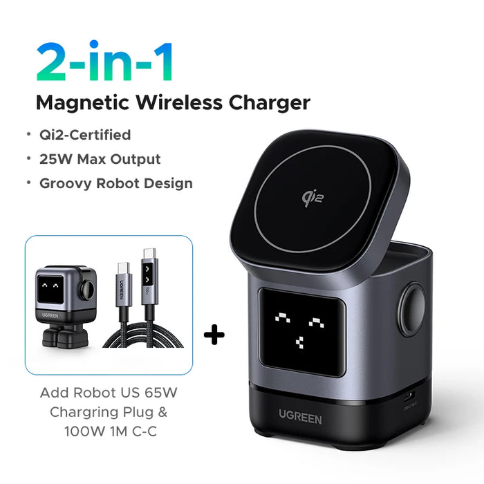 UGREEN Uno Qi2 25W Magnetic Wireless Charger Charging Stand For iPhone 16 Pro Max/AirPods 4 For MagSafe Fast Charger