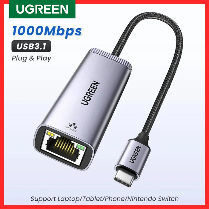 UGREEN USB C Ethernet Adapter 1000/100Mbps USB Lan RJ45 Thunderbolt 3 for Laptop Macbook Samsung iPad USB Ethernet Network Card