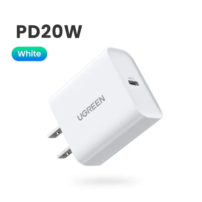 【US Plug】UGREEN 20W GaN Charger PD Fast Charger USB C PD3.0 QC3.0 Quick Charging For iPhone 15 14 Pro Samsung Xiaomi USB Charger