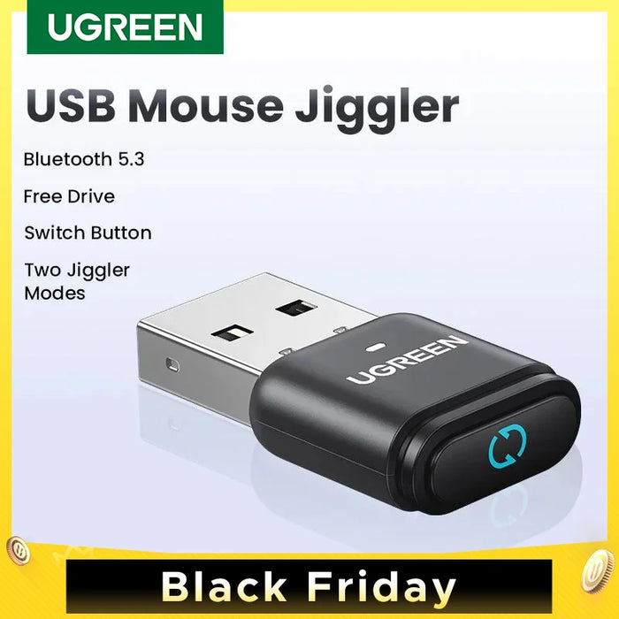 UGREEN Mouse Jiggler USB Wireless Bluetooth Dongle Adapter Mouse Mover with Switch Button, Shaker 2 Jiggle Modes, Keep PC Awake