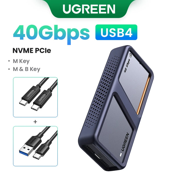 UGREEN 20Gbps NVMe SSD Case SSD Enclosure M.2 to USB3.2 Gen2x2 SSD Adapter for M.2 NVME PCIE Built-in Cooling Vest Aluminum Case