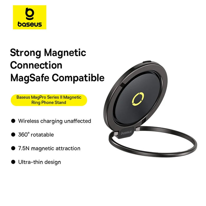 【New】Baseus Magnetic Ring Phone Holder Stand for MagSafe Wireless Charging for iPhone 16 15 14 Pro Max 360 Rotating Finger Stand