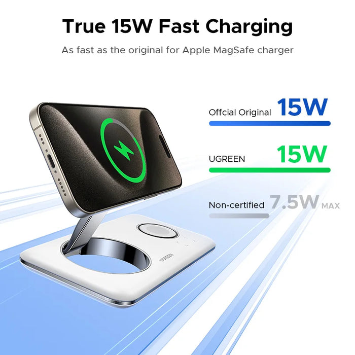 UGREEN MFi for Magsafe 20W Wireless Charger Stand Qi2 15W Magnetic Charging Station For iPhone 16 Pro Max សម្រាប់ Apple Watch AirPod