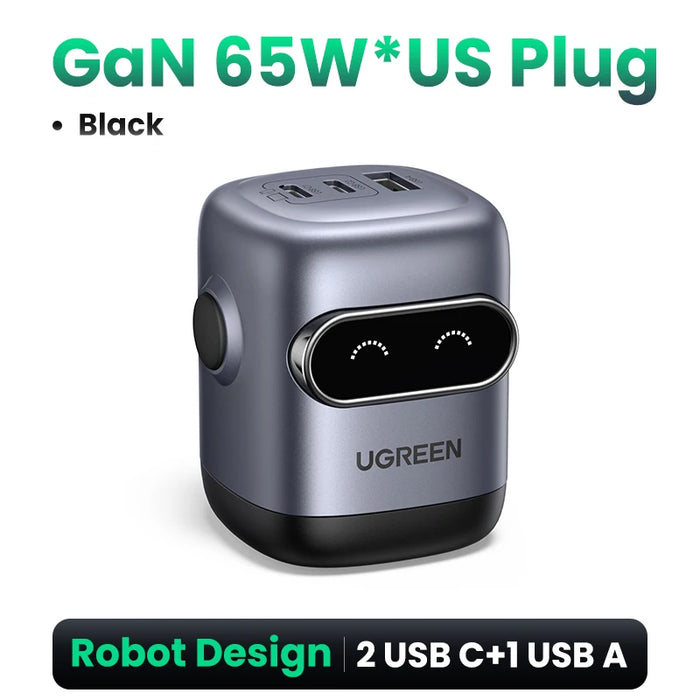 【US Plug】UGREEN 30W GaN Charger 2nd Gen Robot QC4.0 3.0 PPS PD3.0 Fast Charger For iPhone 16 15 14 Pro Max Samsung Xiaomi iPad