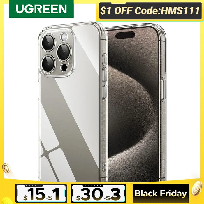 UGREEN Case for iPhone 14 15 16 Pro Max Shockproof Clear Case Transparent Cover for iPhone 15 Pro 16 Plus Phone Protective Case