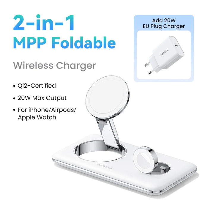 UGREEN MFi for Magsafe 25W Wireless Charger Stand 15W 3-in-1 Charging Station For iPhone 15 16 Pro Max For Apple Watch AirPods