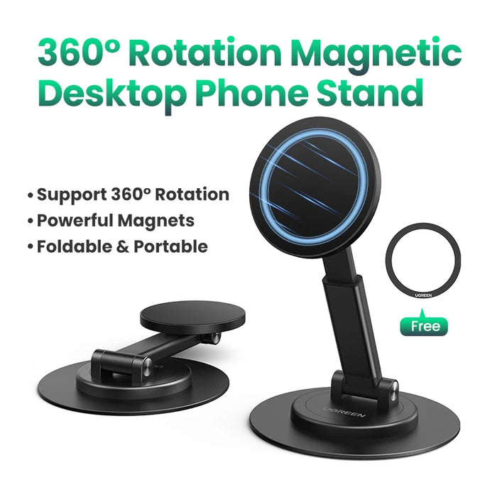 UGREEN Magnetic Phone Stand បង្វិល 360° អាលុយមីញ៉ូទូរសព្ទដៃ ឈរសម្រាប់ Magsafe iPhone 16 15 14 Pro Max Xiaomi Samsung Huawei