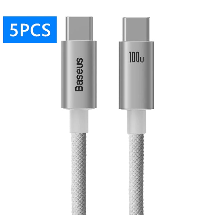 Baseus 2/5PCS 100W USB C To USB C Cable For iPhone 15 PD Fast Charging Charger Wire Cord For Macbook iPad Samsung Huawei Xiaomi