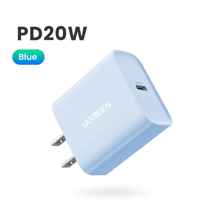 【US Plug】UGREEN 20W GaN Charger PD Fast Charger USB C PD3.0 QC3.0 Quick Charging For iPhone 15 14 Pro Samsung Xiaomi USB Charger