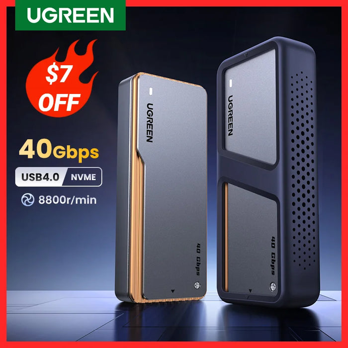 UGREEN 40Gbps NVMe SSD Case SSD Enclosure M.2 ទៅ USB4.0 អាដាប់ធ័រសម្រាប់ M.2 NVME PCIE ភ្ជាប់មកជាមួយប្រអប់អាលុយមីញ៉ូម Cooling Vest