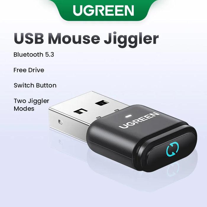 UGREEN Mouse Jiggler USB Wireless Bluetooth Dongle Adapter Mouse Mover with Switch Button, Shaker 2 Jiggle Modes, Keep PC Awake