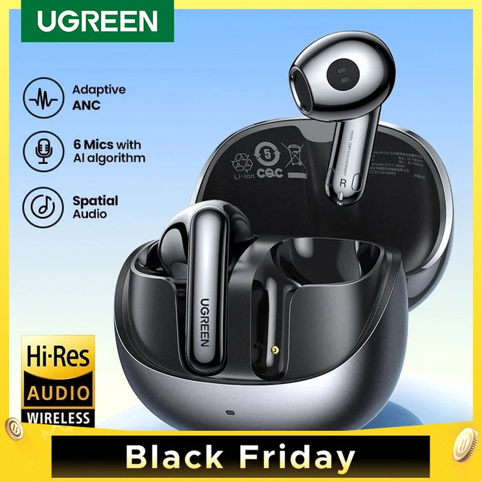 UGREEN H6 Pro Semi-open TWS Adaptive Active Noise Canceling Earbuds LDAC Hi-Res Audio Wireless Bluetooth Earphones