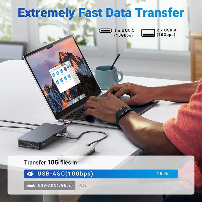 UGREEN USB C Docking Station 9-in-1 USB Splitter 4K60Hz HDMI DP DisplayLink Triple Display RJ45 PD100W សម្រាប់ macOS Windows 10Gbps