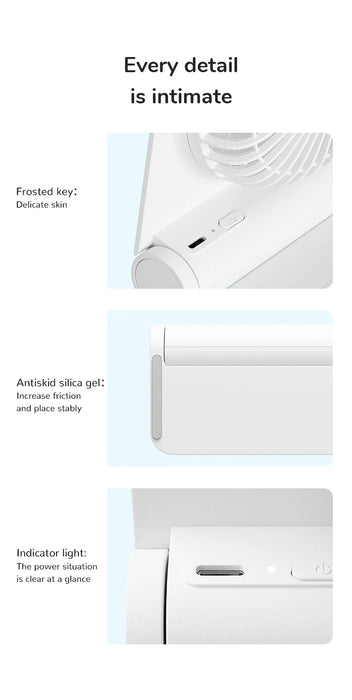 JISULIFE Mini Portable Fan Desktop Fan USB Charging Quiet Foldable Hanging Standing Cooling Fan for Travel Office Home