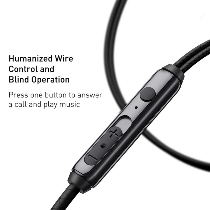 Baseus H19 Wired Earphones 6D Stereo Bass Headphone In-Ear 3.5mm Headset with MIC for Xiaomi Samsung Phones