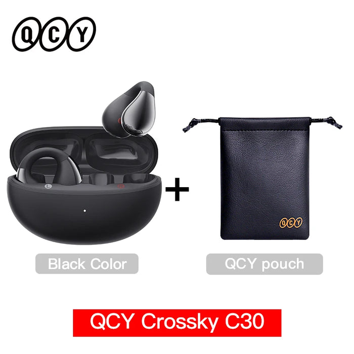 QCY Crossky C30 Ear Clip Earphones Bluetooth 5.4 Wireless Open Ear Sports TWS Earbuds Dual-Connection Headphones