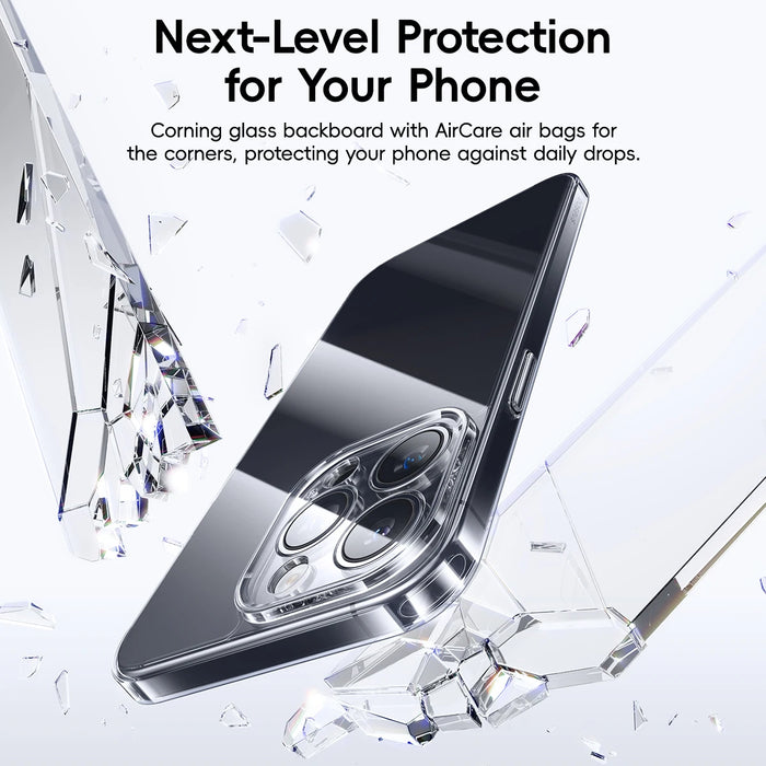 Baseus Tempered Glass Case for iPhone 16 15 Pro Max Clear Hard Corning Gorilla Glass Case for iPhone 15 14 13 Pro Max Plus Case