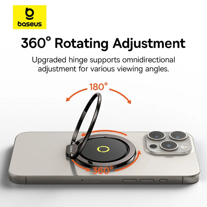 【New】Baseus Magnetic Ring Phone Holder Stand for MagSafe Wireless Charging for iPhone 16 15 14 Pro Max 360 Rotating Finger Stand