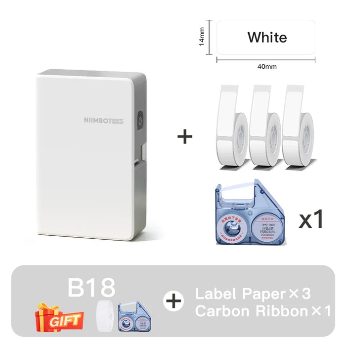 Niimbot B18 Thermal Transfer Label Printer Sticker Printer Mini Label Maker with Ribbon PET Papers for Jewelry Store Cable Cosmetics 