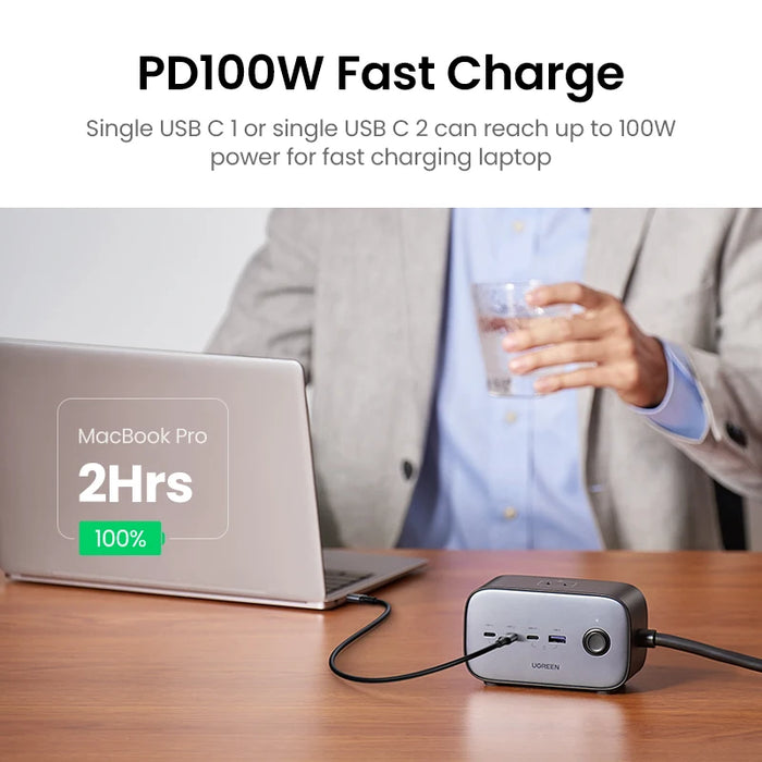 UGREEN 100W Fast GaN Desktop Charger Power Strip Charging Station Fast Charger For Laptop Macbook iPhone 15 Pro Phone Charger