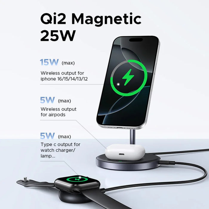 UGREEN Qi2 25W Magnetic Wireless Charger Stand Charging Stand for iPhone 16 15 Pro Max/AirPods 4 Fast Charger for MagSafe 